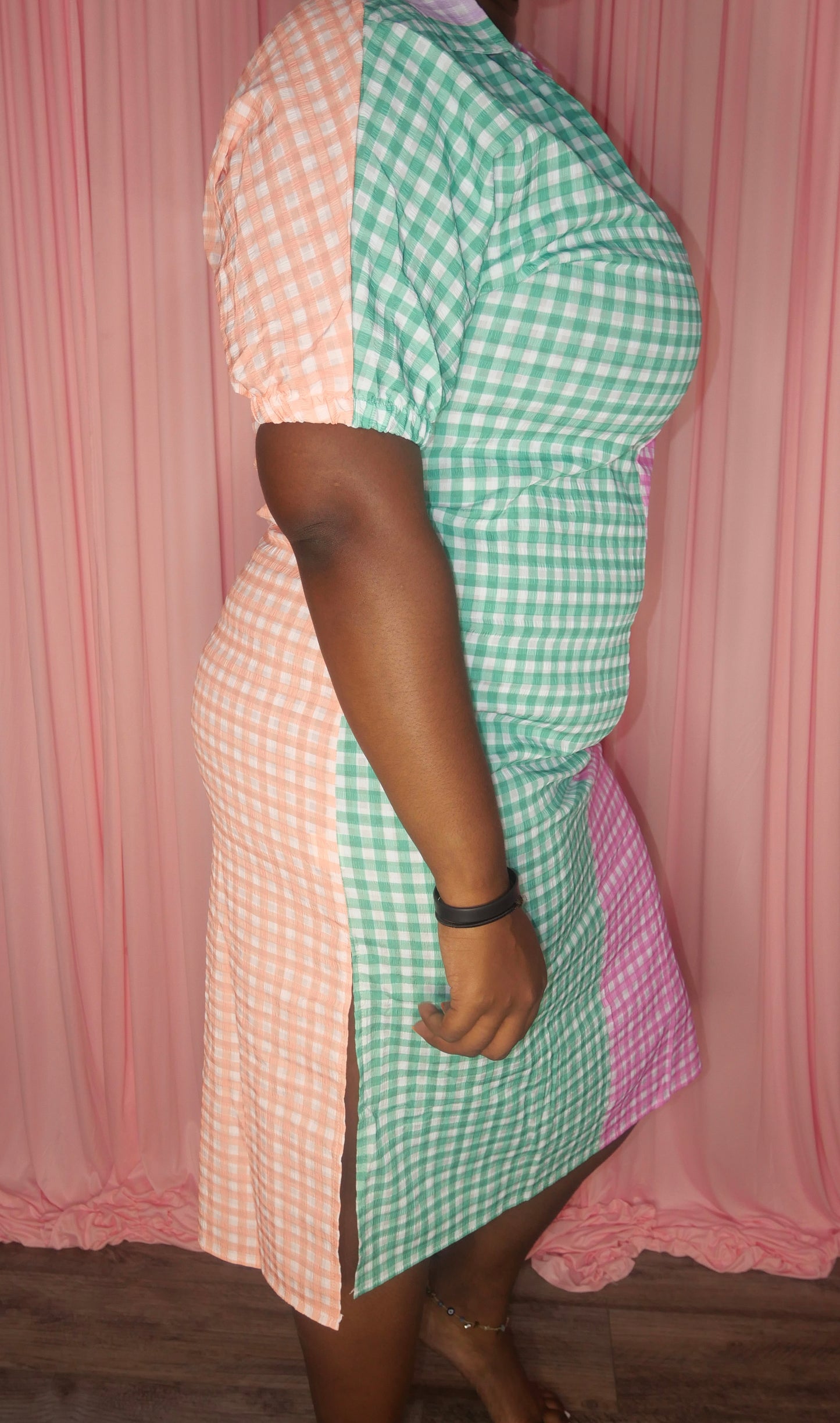 Gingham Colorful Plaid Shirt Dress