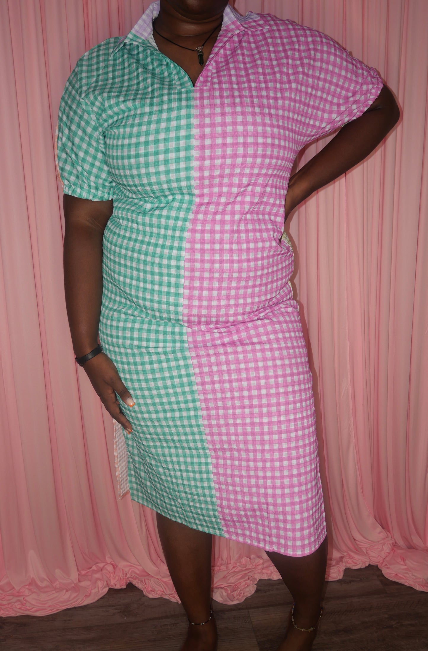 Gingham Colorful Plaid Shirt Dress
