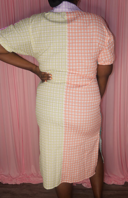 Gingham Colorful Plaid Shirt Dress